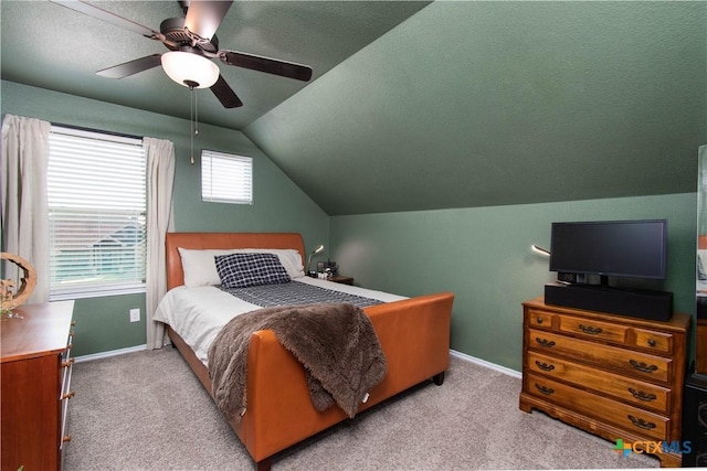 3810 Twilight Dr, Temple, TX 76502 - carpeted bedroom featuring lofted ceiling, a ceiling fan, and a textured ceiling