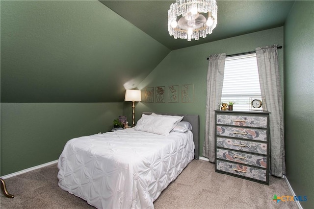 3810 Twilight Dr, Temple, TX 76502 - carpeted bedroom with lofted ceiling and a chandelier