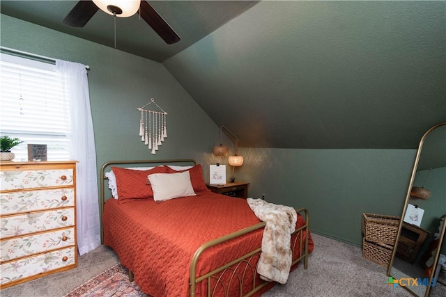 3810 Twilight Dr, Temple, TX 76502 - carpeted bedroom featuring lofted ceiling and a ceiling fan