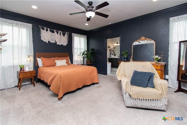 3810 Twilight Dr, Temple, TX 76502 - bedroom featuring multiple windows, carpet, ornamental molding, and recessed lighting