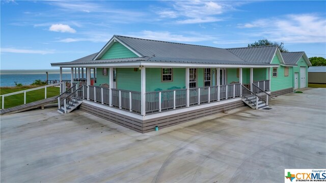 403 Bay St, Austwell, TX 77950 - back of property with a water view and covered porch