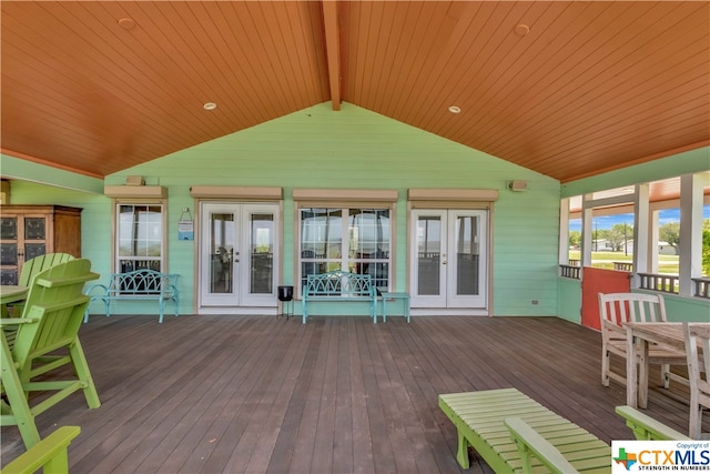 403 Bay St, Austwell, TX 77950 - wooden deck with french doors