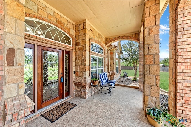 property entrance with french doors