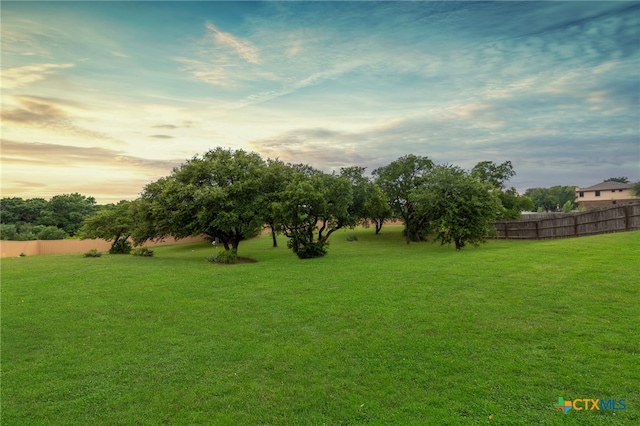 view of yard at dusk