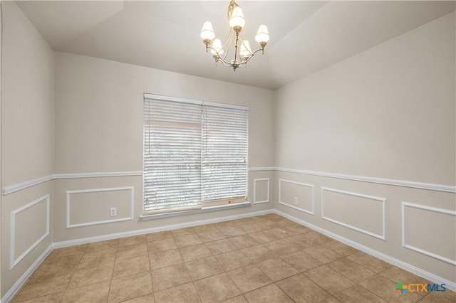 901 Mustang Trl, Harker Heights, TX 76548 - spare room with a chandelier and light tile patterned floors