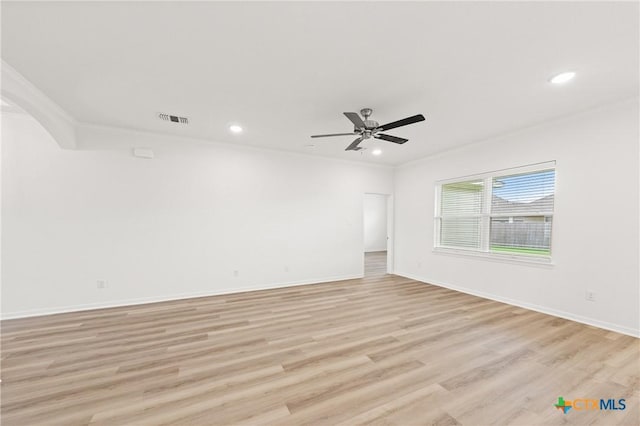 611 Killam Dr, Temple, TX 76502 - empty room with ceiling fan, light wood-type flooring, and ornamental molding