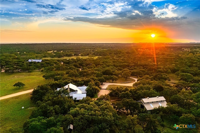 view of aerial view at dusk