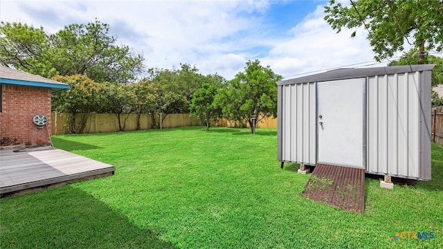 218 Gruene Rd, New Braunfels, TX 78130 - fenced backyard featuring a storage shed and a wooden deck