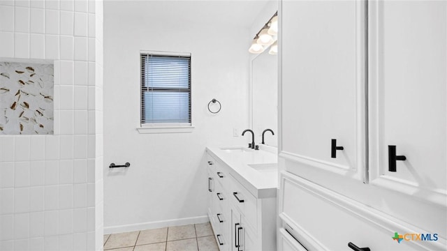 218 Gruene Rd, New Braunfels, TX 78130 - bathroom with double vanity and tile patterned floors