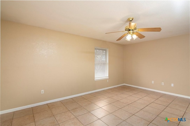 spare room featuring ceiling fan