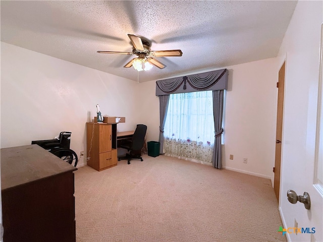 1901 Muir Dr, Killeen, TX 76543 - carpeted office featuring a ceiling fan and a textured ceiling
