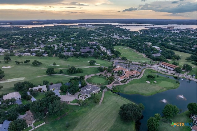 2820 Aurora, Horseshoe Bay, TX 78657 - aerial view at dusk of a water view and view of golf course