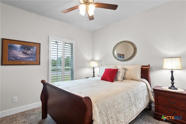117 Aidan Ct, Burnet, TX 78611 - bedroom featuring carpet floors, baseboards, and ceiling fan