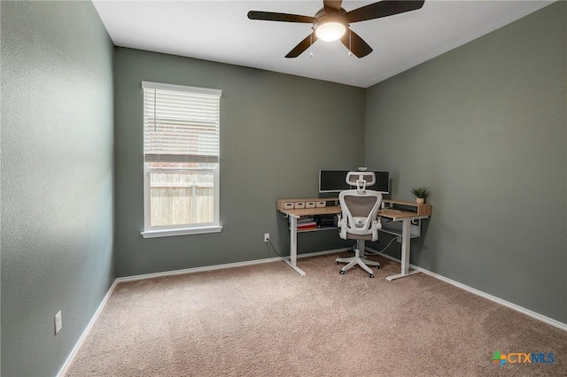 4648 Padula Dr, Round Rock, TX 78665 - office area featuring healthy amount of natural light, carpet floors, and a ceiling fan