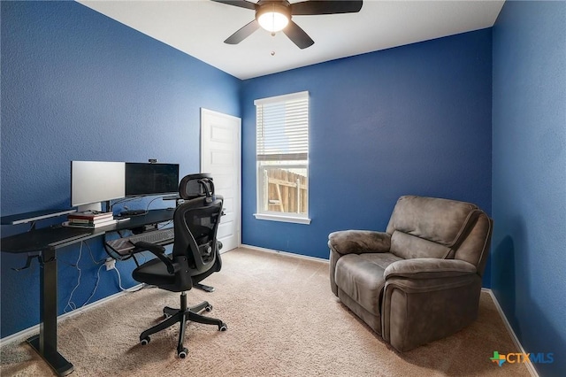 4648 Padula Dr, Round Rock, TX 78665 - home office with carpet floors and ceiling fan
