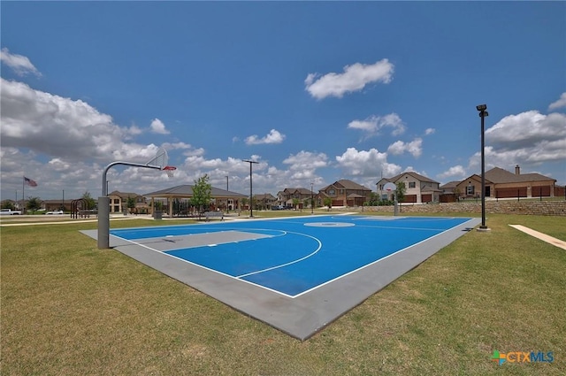 4648 Padula Dr, Round Rock, TX 78665 - view of sport court featuring community basketball court, a gazebo, a lawn, and a residential view