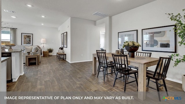 1000 Village Run, Seguin, TX 78155 - dining area featuring dark wood-type flooring and recessed lighting