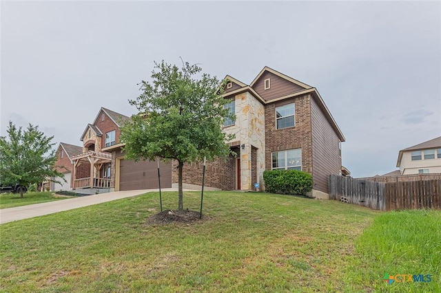 1233 Jester Ct, Copperas Cove, TX 76522 - traditional-style home featuring fence, a front yard, brick siding, an attached garage, and driveway