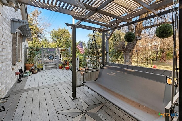 wooden deck with a pergola