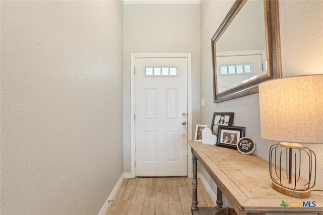 entryway with light wood-type flooring