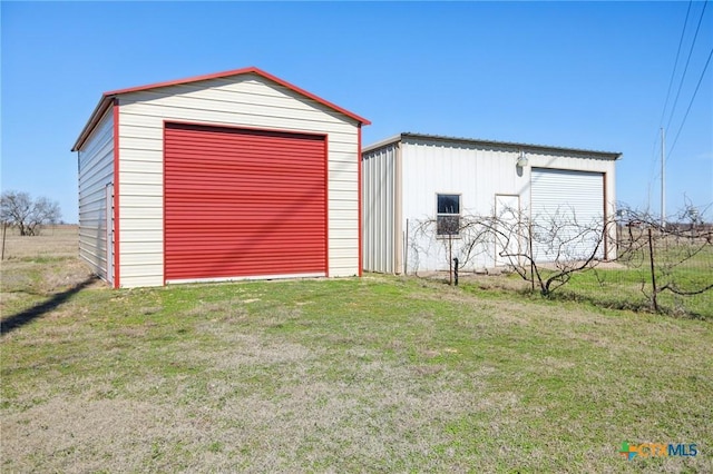 view of detached garage