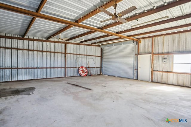 garage with metal wall