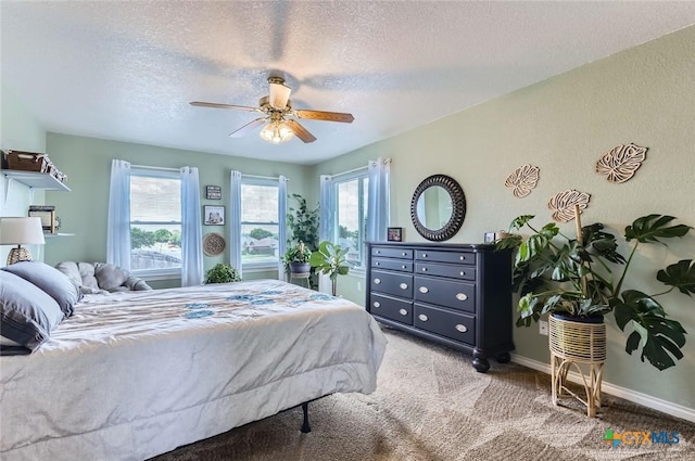 4201 Breckenridge Dr, Killeen, TX 76542 - bedroom with light carpet, a textured ceiling, and ceiling fan