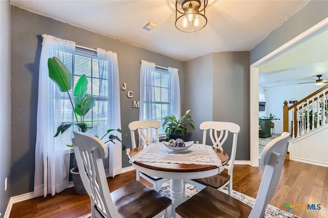 4201 Breckenridge Dr, Killeen, TX 76542 - dining room featuring wood finished floors, stairs, and ceiling fan