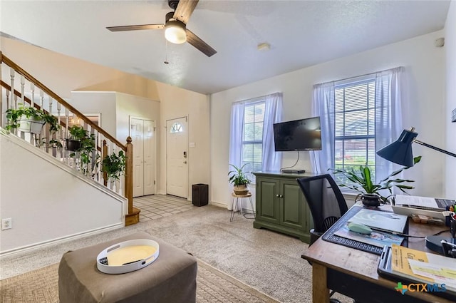 4201 Breckenridge Dr, Killeen, TX 76542 - home office featuring light carpet and ceiling fan