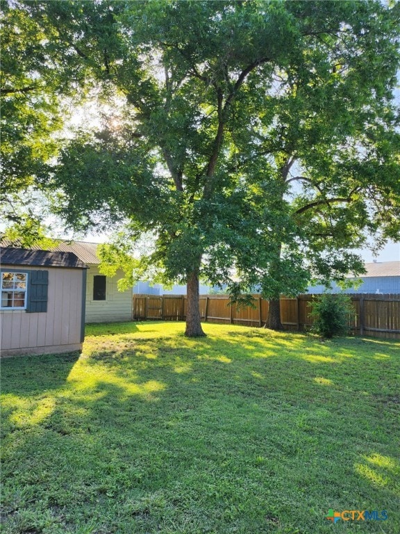 101 Alva St, Thrall, TX 76578 - fenced backyard featuring a storage shed