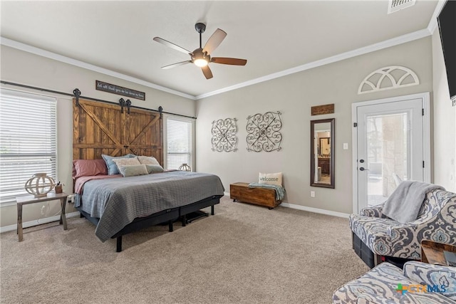 6 Salta Ct, Belton, TX 76513 - bedroom featuring light carpet, crown molding, baseboards, and a ceiling fan
