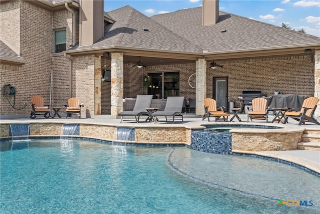 6 Salta Ct, Belton, TX 76513 - view of pool with a ceiling fan, a patio, and a pool with connected hot tub