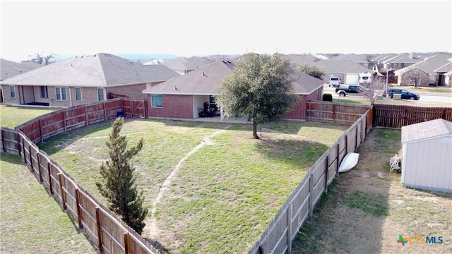 view of yard with a shed