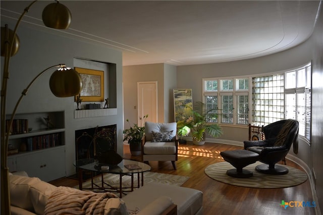 living room with wood-type flooring