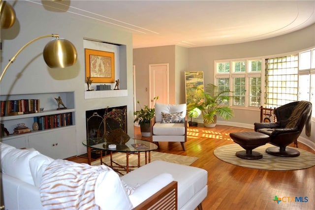 living area featuring hardwood / wood-style flooring