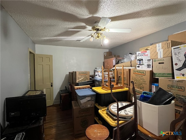 storage room with ceiling fan