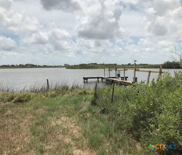 dock area featuring a water view