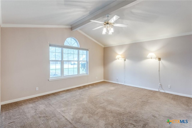 820 California Blvd, New Braunfels, TX 78130 - spare room featuring a ceiling fan, carpet floors, baseboards, and ornamental molding