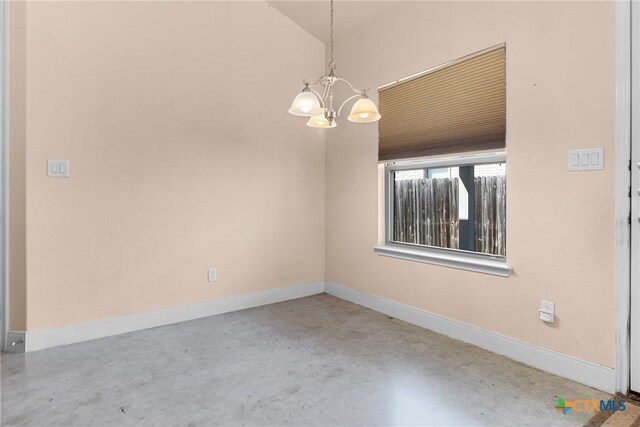 225 Anne Louise Dr, New Braunfels, TX 78130 - empty room featuring a chandelier and concrete flooring