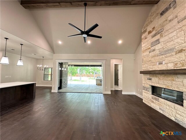 unfurnished room with beamed ceiling