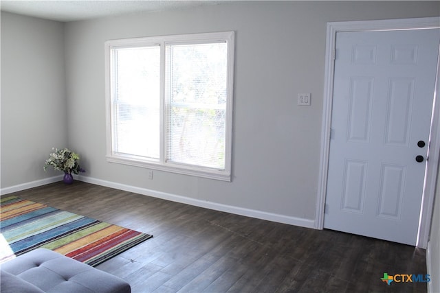 interior space with a wealth of natural light and dark hardwood / wood-style flooring