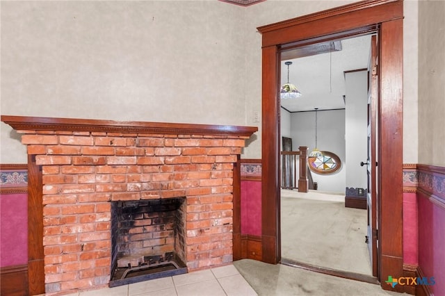 9 S Milam St, Rogers, TX 76569 - details featuring a fireplace and carpet floors