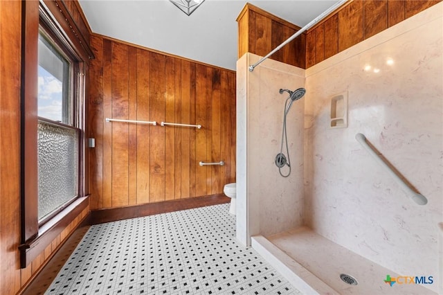 9 S Milam St, Rogers, TX 76569 - full bath featuring wooden walls, toilet, and a shower
