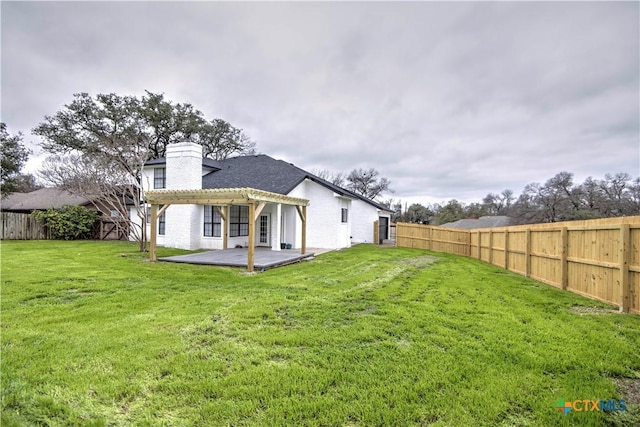 2605 Canyon Creek Dr, Temple, TX 76502 - back of property with a pergola, a chimney, and a patio