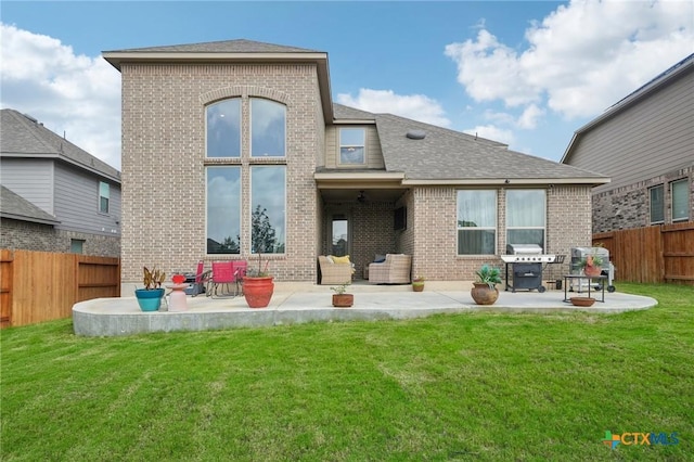 1640 Buckner Pl, San Antonio, TX 78253 - rear view of house with a patio and a lawn