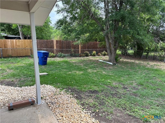 view of yard featuring a fenced backyard