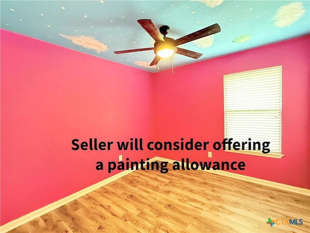 3434 Horizon St, Copperas Cove, TX 76522 - spare room with light wood-style floors, baseboards, and ceiling fan