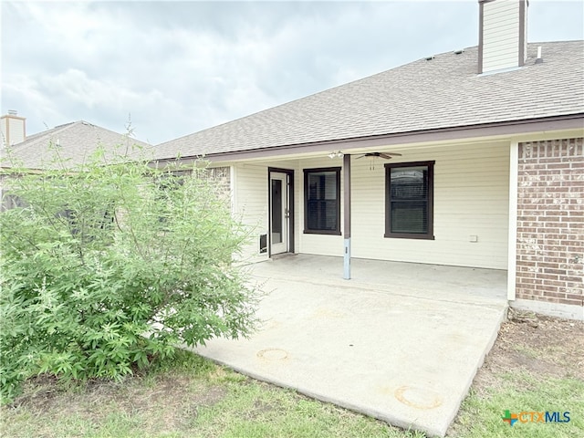 3434 Horizon St, Copperas Cove, TX 76522 - rear view of property featuring brick siding, a ceiling fan, roof with shingles, and a patio area