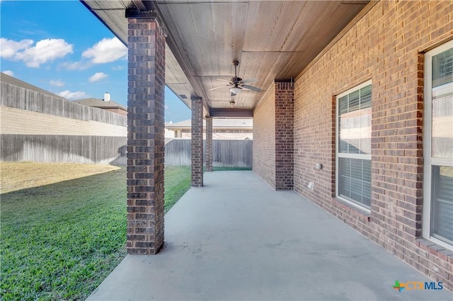 view of patio / terrace with ceiling fan