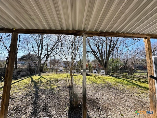 view of yard featuring fence